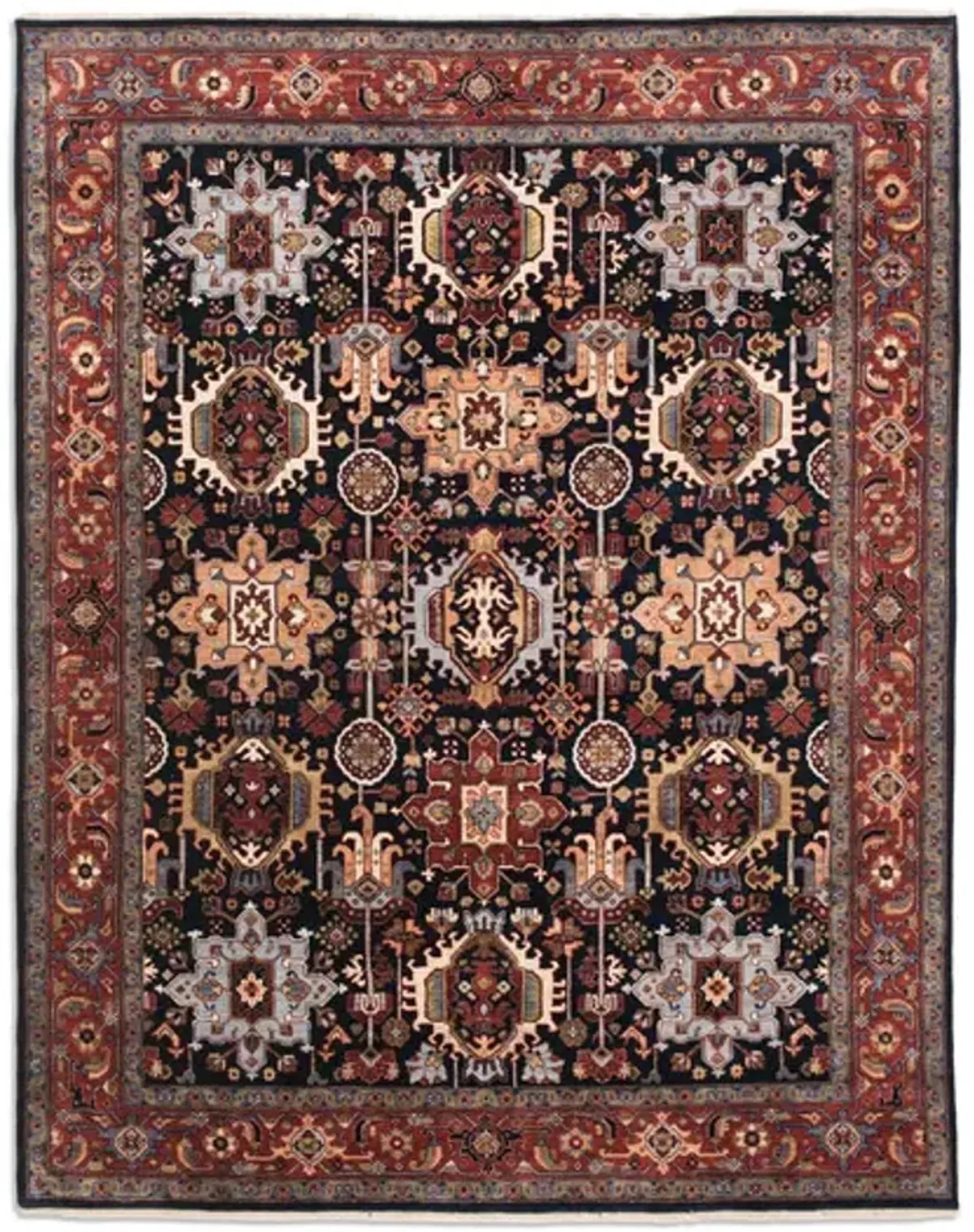 Kashi Navy Rust Area Rug - 2 4  x 4 0 