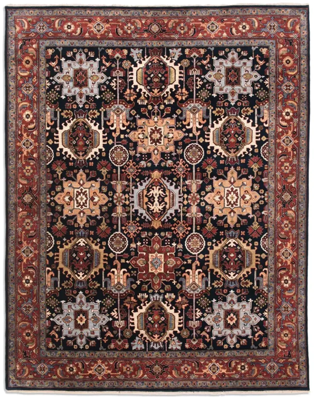 Kashi Navy Rust Area Rug - 2 4  x 4 0 