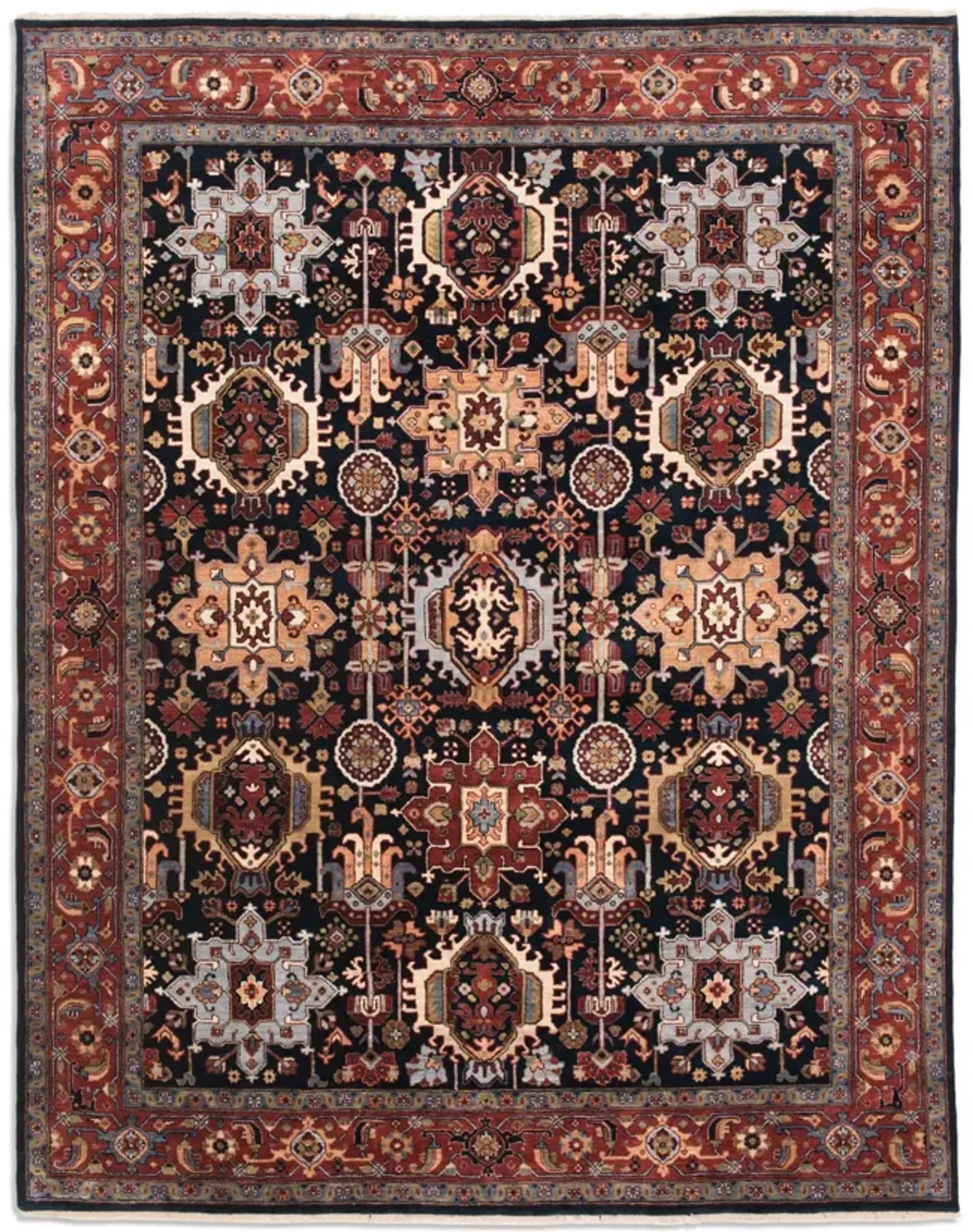 Kashi Navy Rust Area Rug - 2 4  x 4 0 