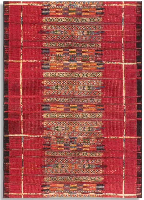 Marina Tribal Stripe Red 2 7  X 4 3  Area Rug