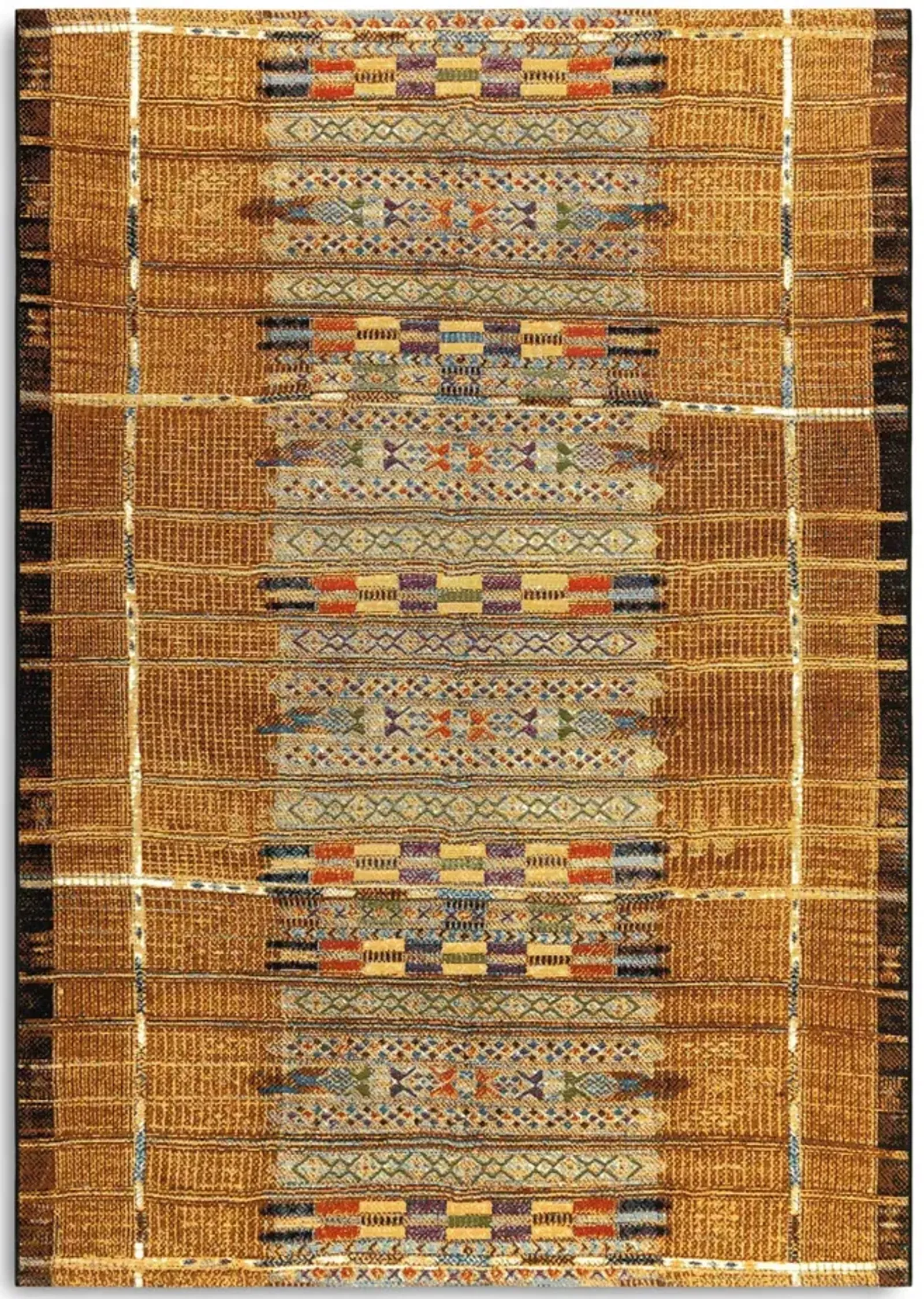 Marina Tribal Stripe Gold 3 3  X 4 9  Area Rug