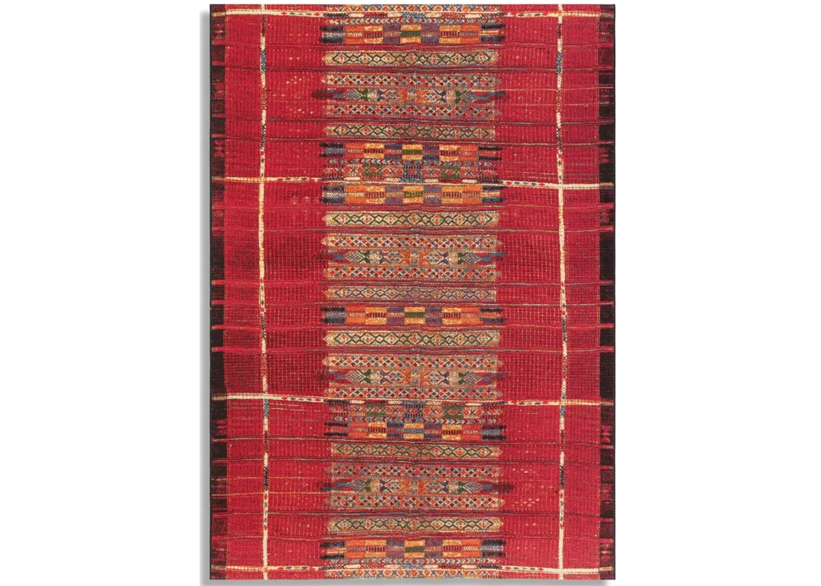 Marina Tribal Stripe Red 3 3  X 4 9  Area Rug