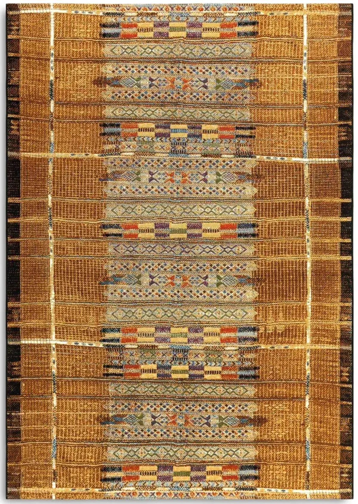 Marina Tribal Stripe Gold 4 10  x 7 6  Area Rug