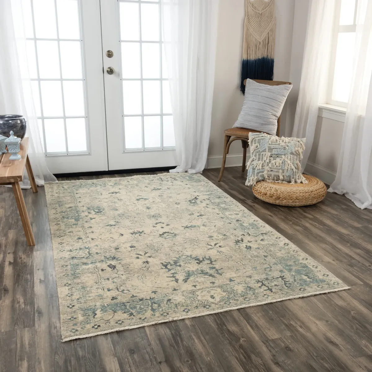 Platinum Beige Teal Area Rug - 5 0  X 8 0 