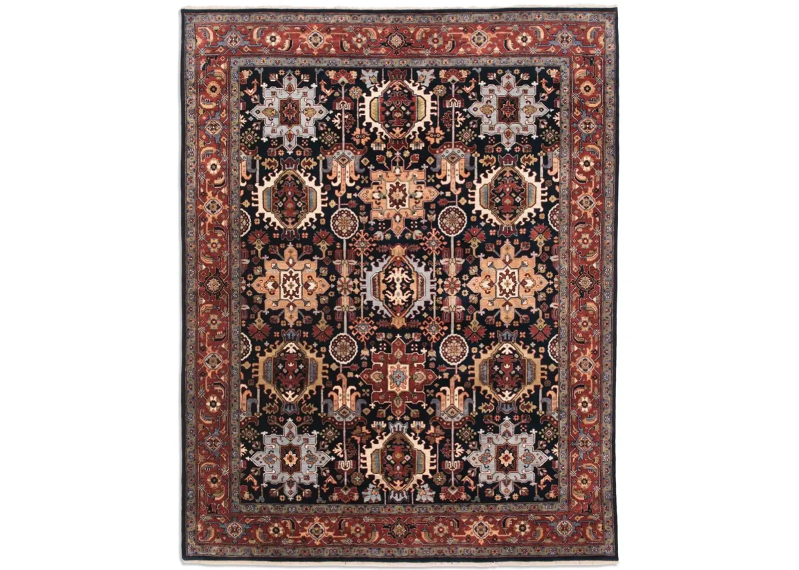 Kashi Navy Rust Area Rug Round - 6 0  x 6 0 