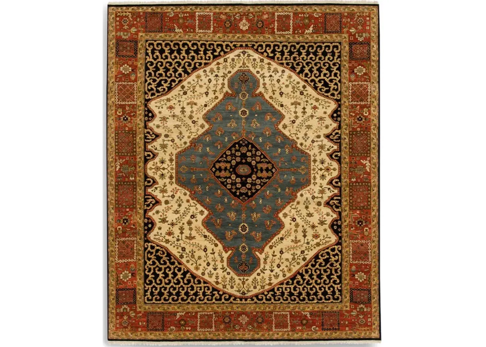 Hand Knotted Area Rug - 8 1  X 9 11 