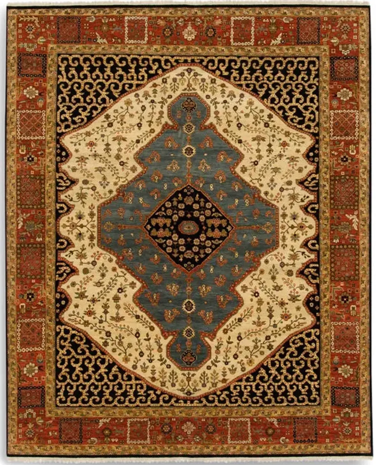 Hand Knotted Area Rug - 8 1  X 9 11 