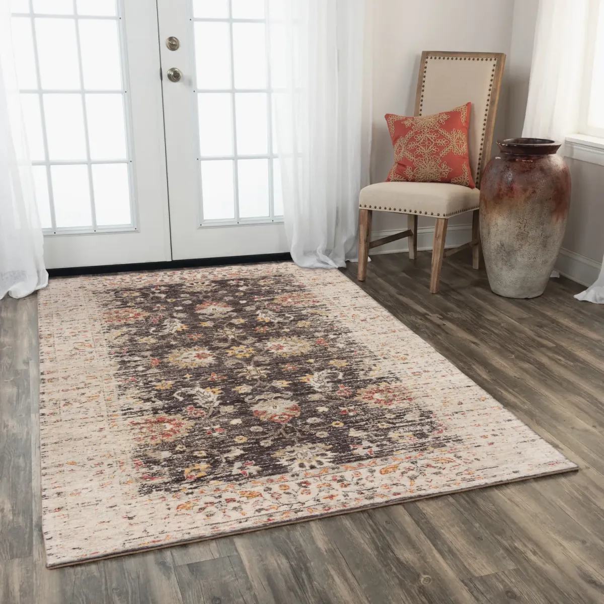 Ovation Brown Border Area Rug - 8 0  X 10 0 