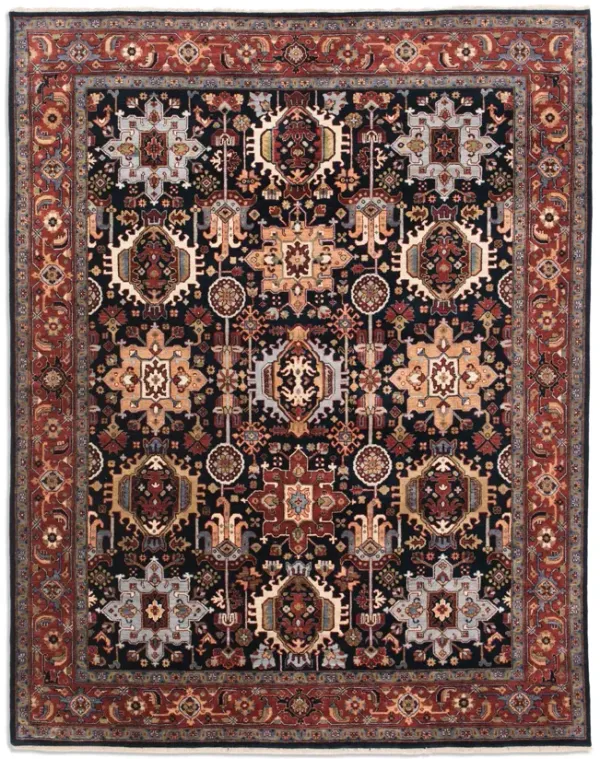 Kashi Navy Rust Area Rug - 2 6  x 6 0  
