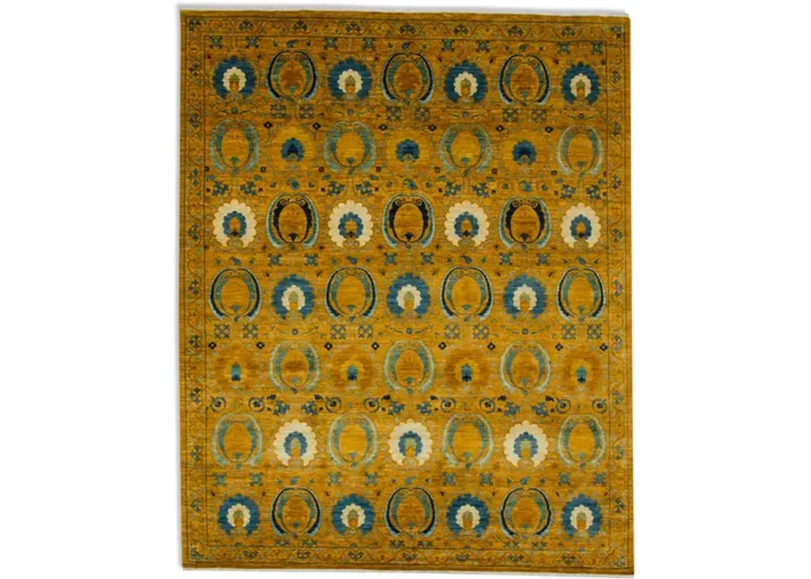 Hand Knotted Area Rug - 9 1  X 11 2  