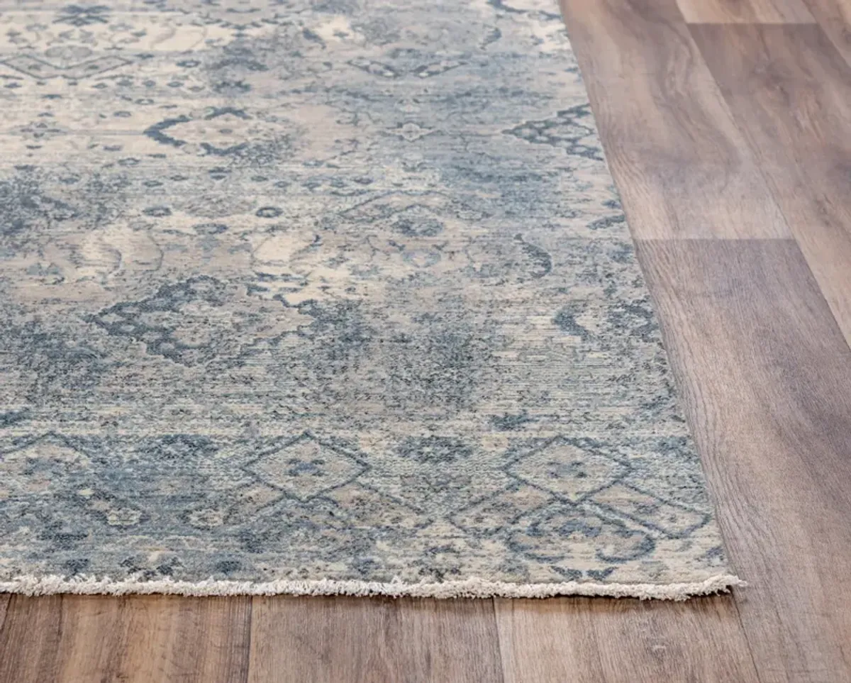 Platinum Beige Blue Area Rug - 9 0  X 12 0 