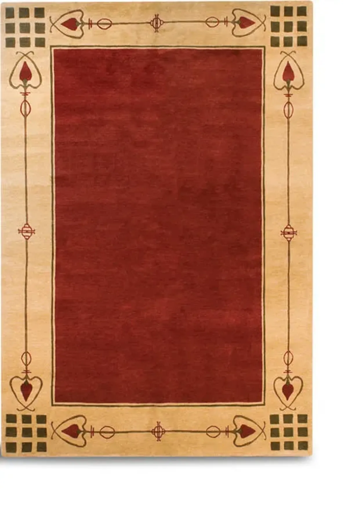 Highland Park Red Hand Knotted Area Rug - 4 0  X 6 0 