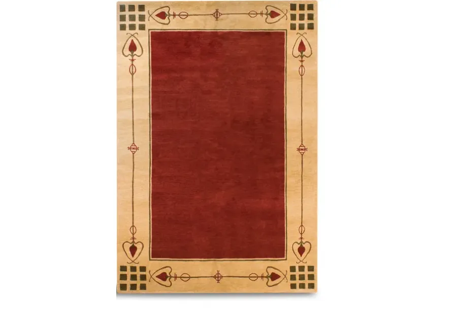 Highland Park Red Hand Knotted Area Rug - 6 0  X 9 0 