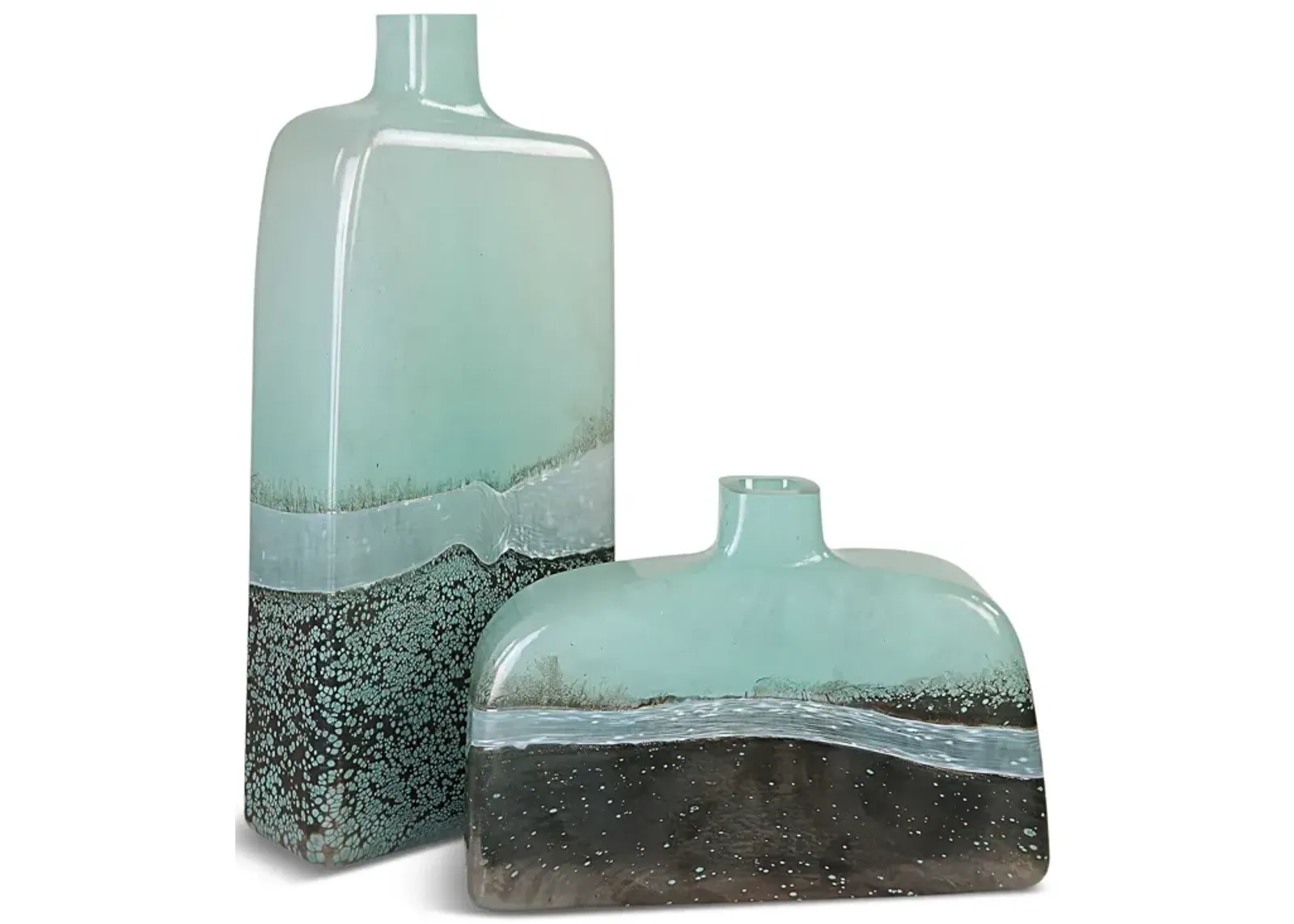 Set of 2 Fuze Glass Vases