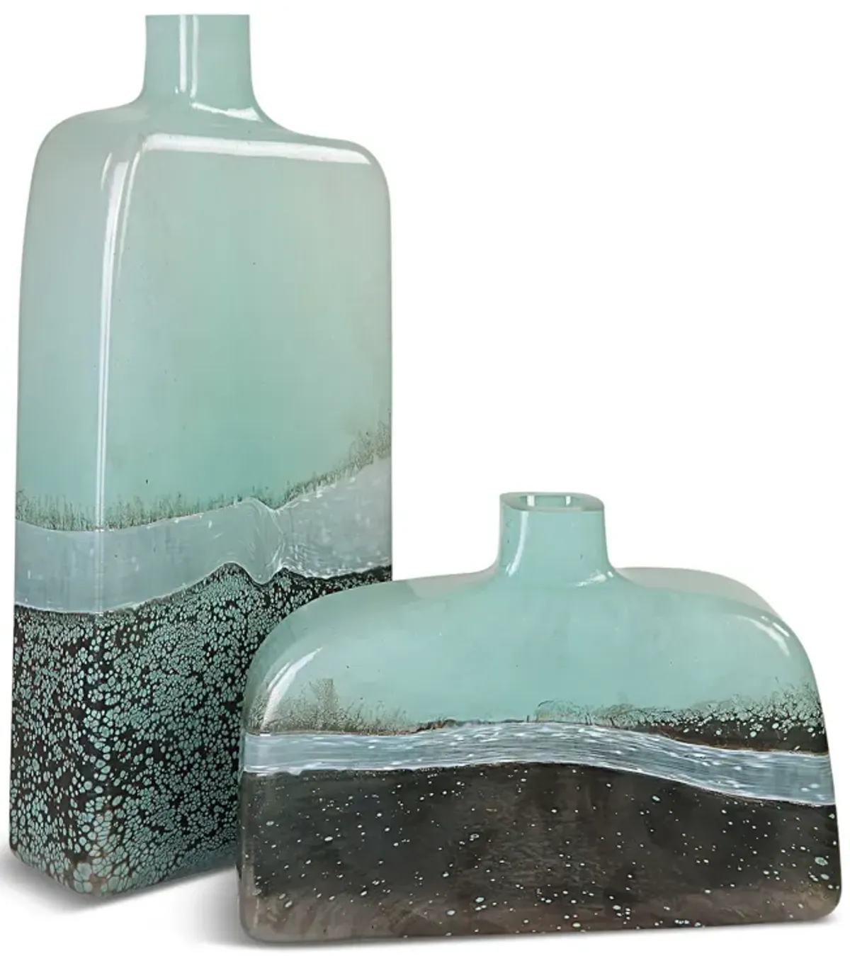 Set of 2 Fuze Glass Vases