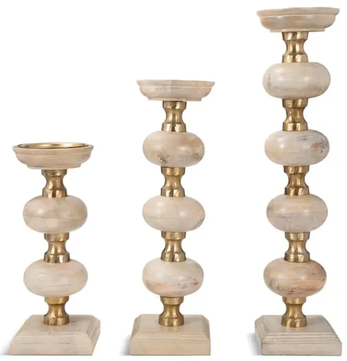 Wood Candlesticks Set Of 3