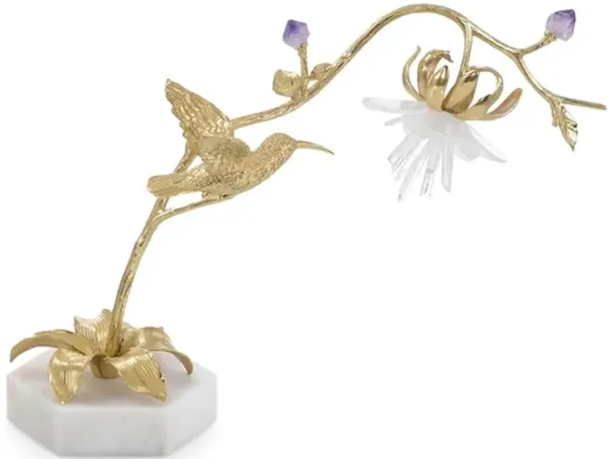 Hummingbird And Selenite Sculpture