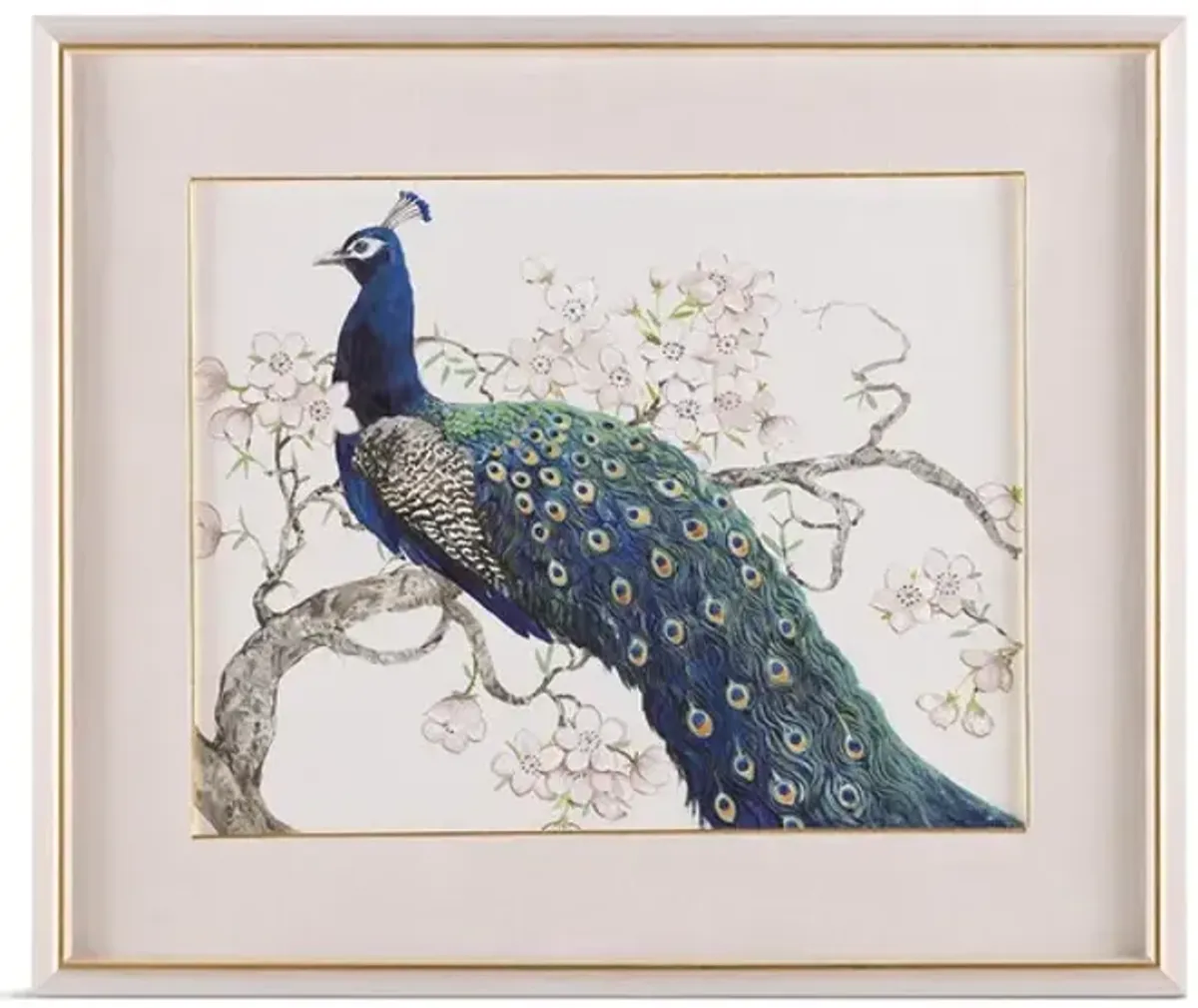 Peacock And Blossoms I Framed Art