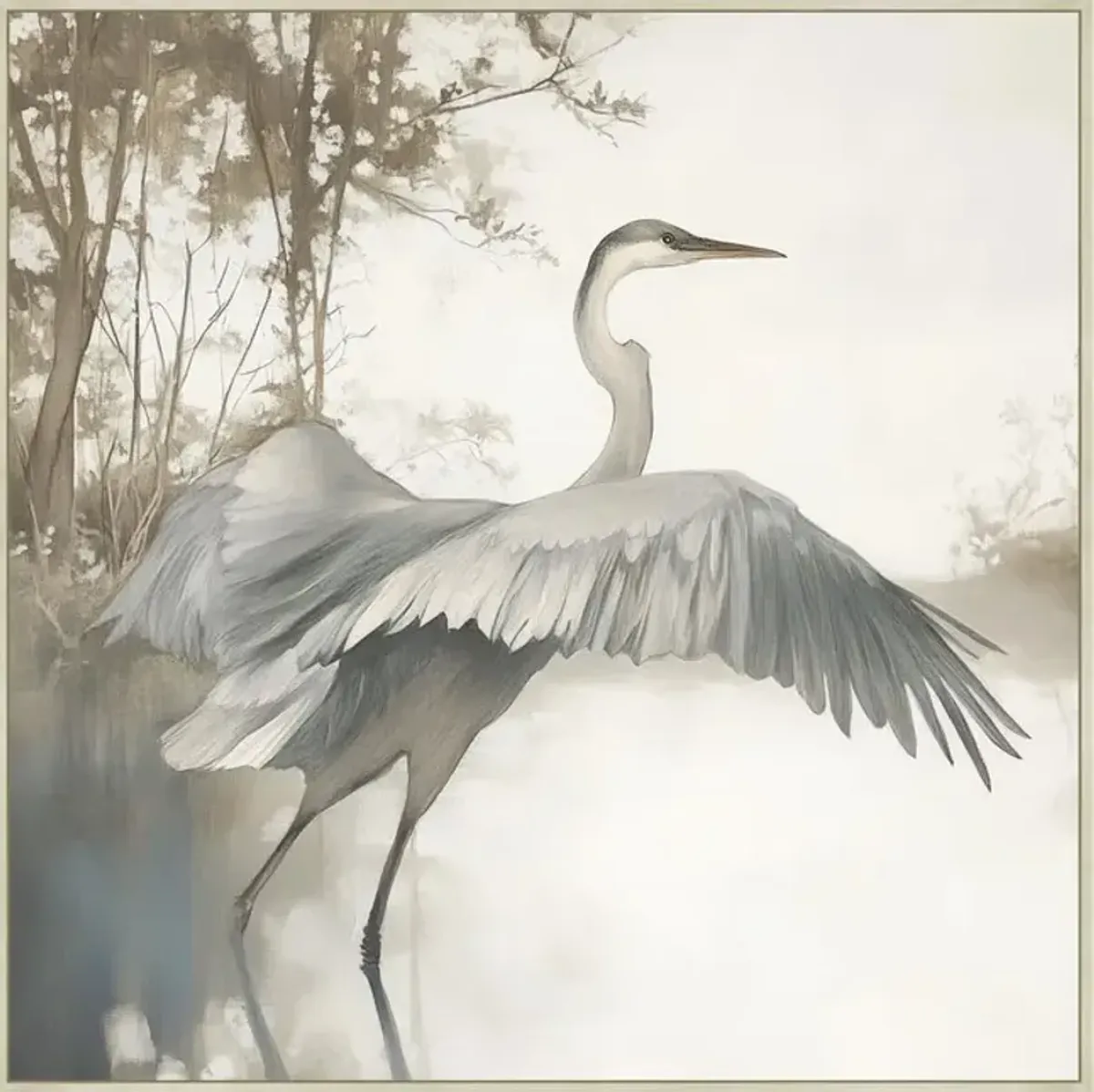 Feathers On Water I Framed Canvas