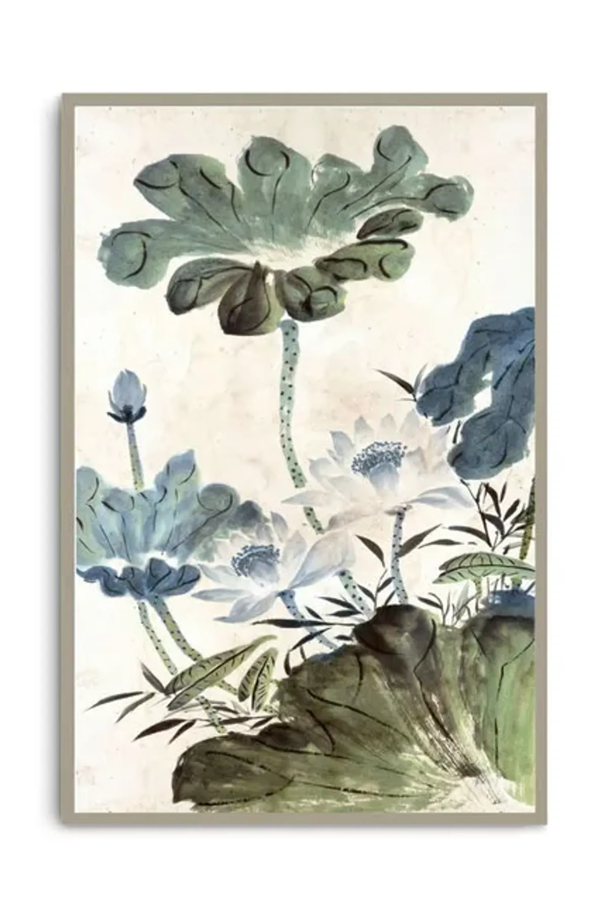 Blue Lotus Garden I Framed Art