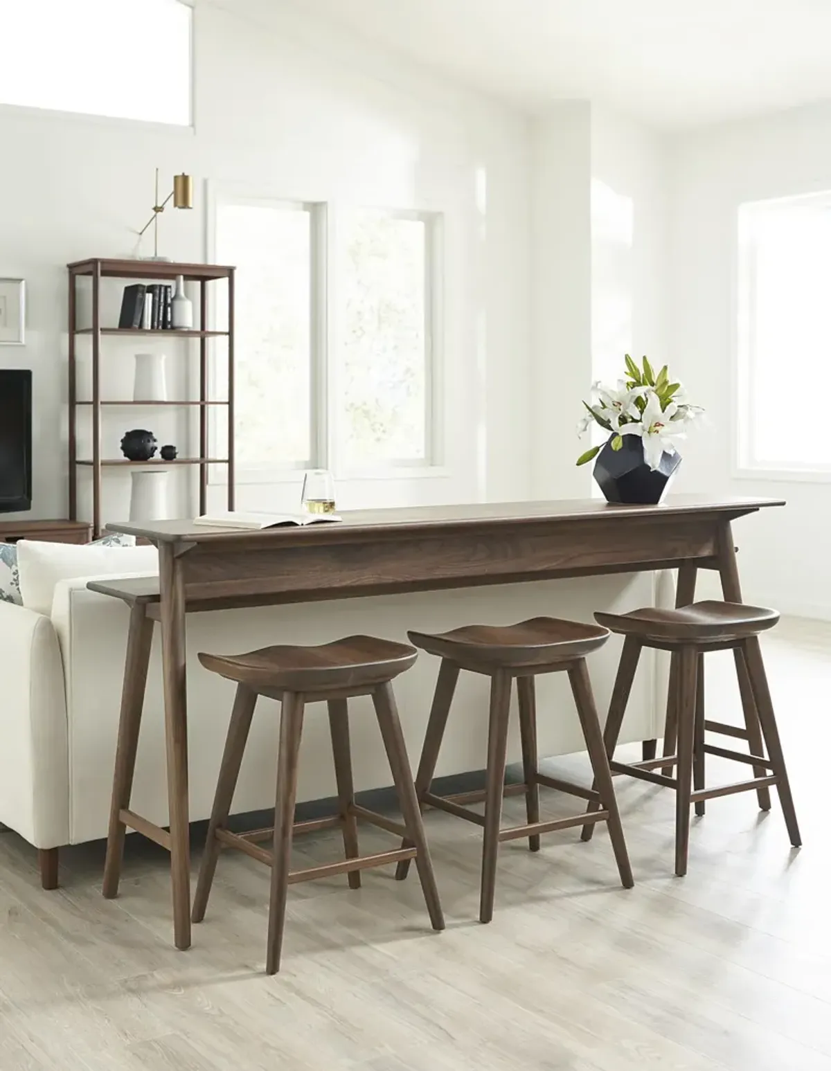 Walnut Grove Island With 3 Stools