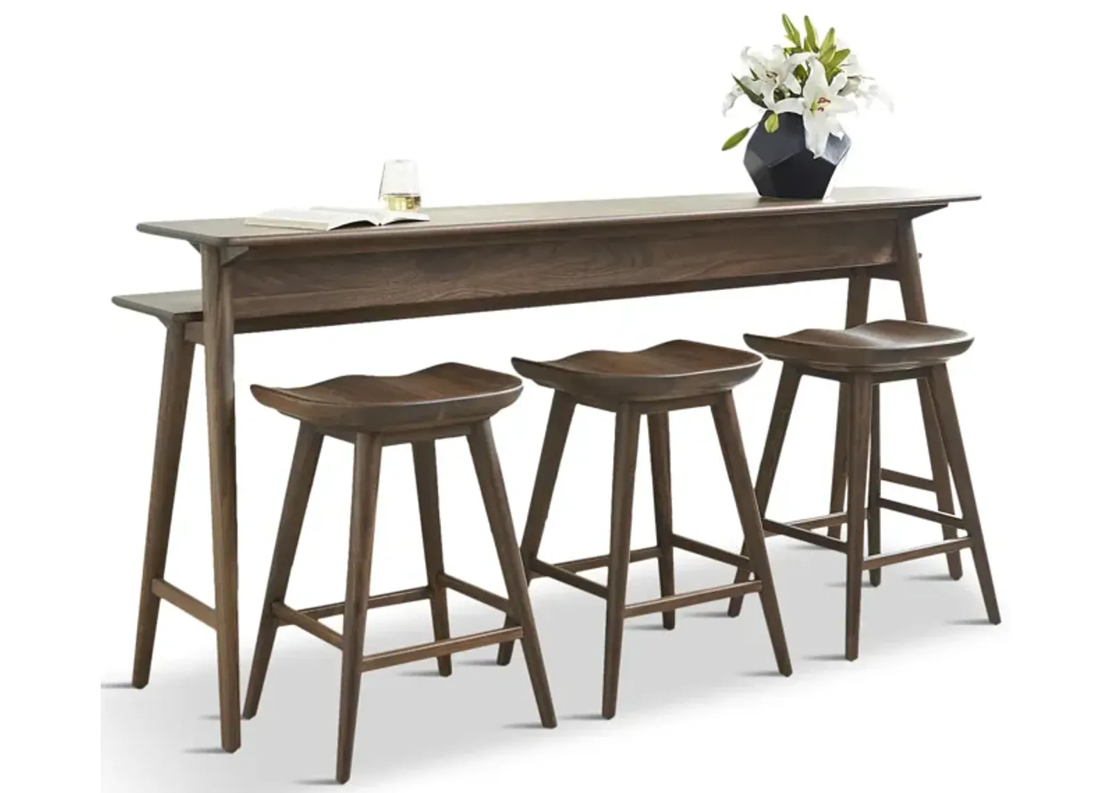 Walnut Grove Island With 3 Stools