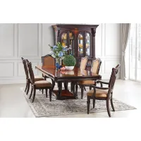 Cabernet Pedestal Table + 4 Upholstered Side Chairs