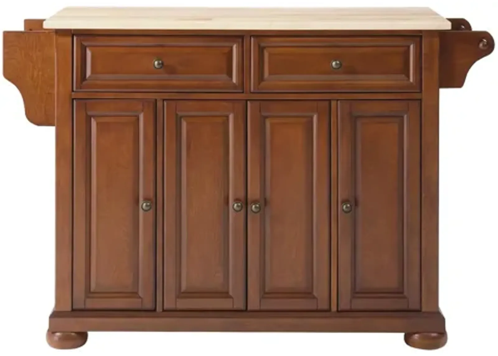 Alexandria Natural Wood Top Kitchen Island in Classic Cherry