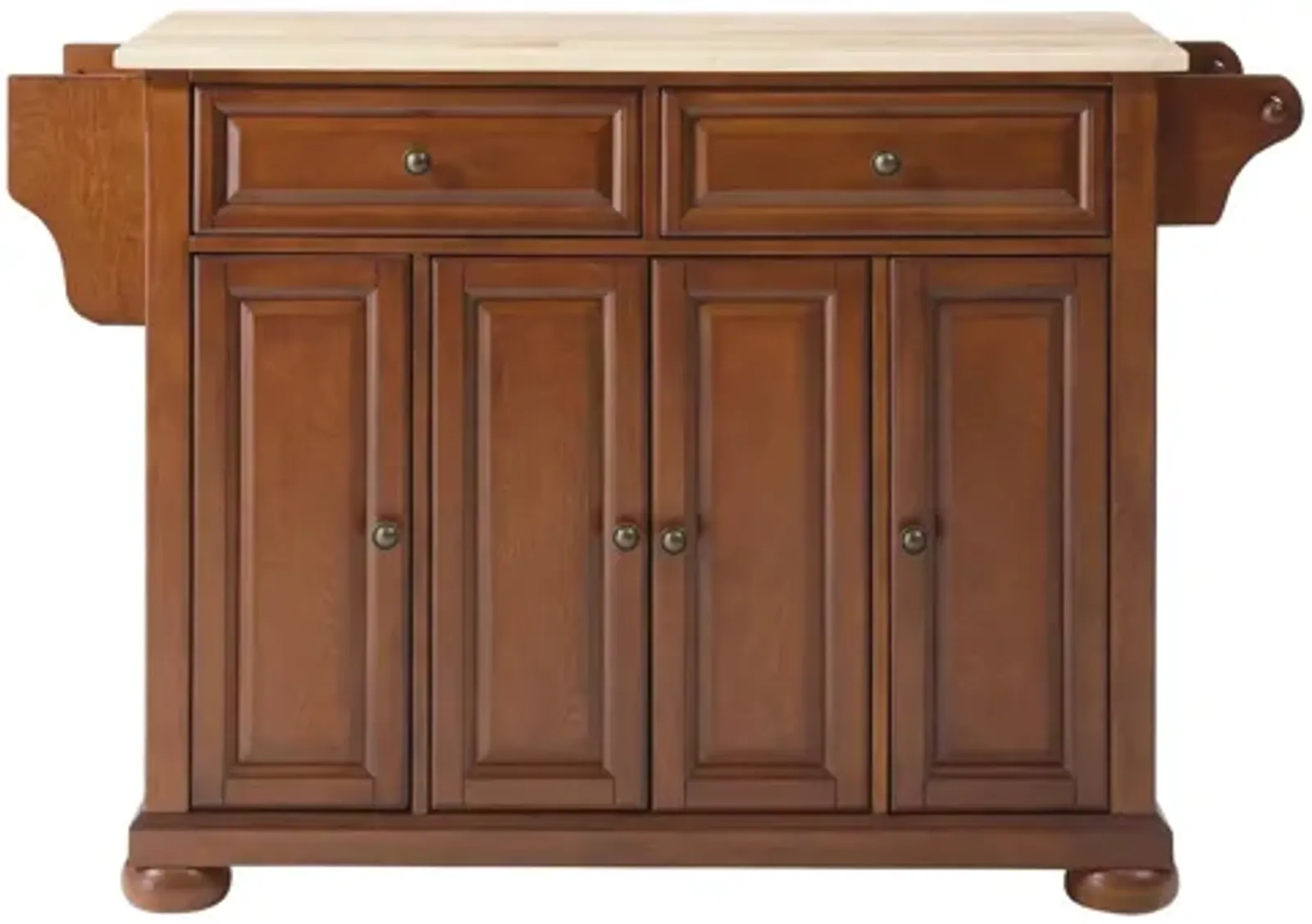 Alexandria Natural Wood Top Kitchen Island in Classic Cherry