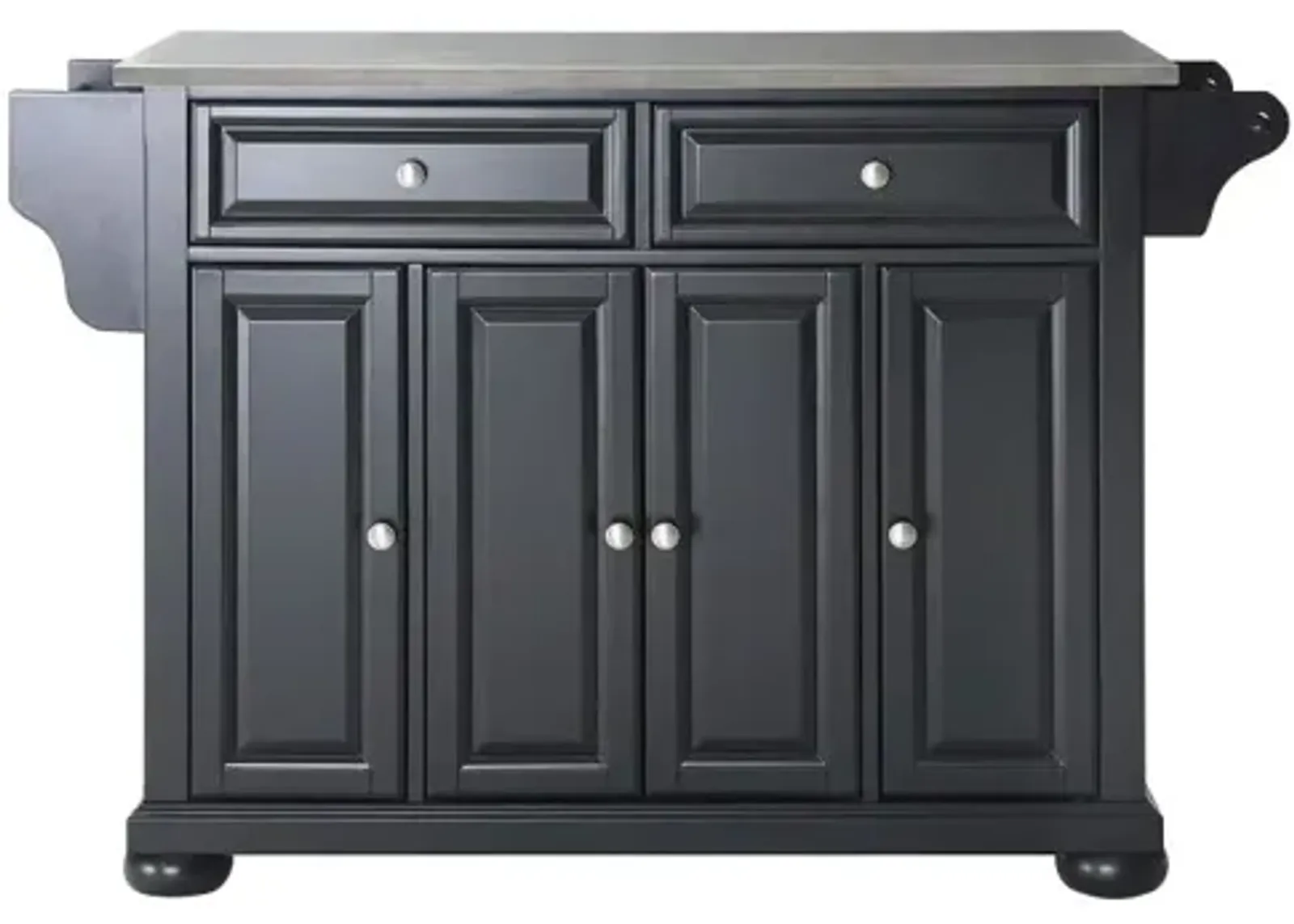 Alexandria Stainless Steel Top Kitchen Island in Black