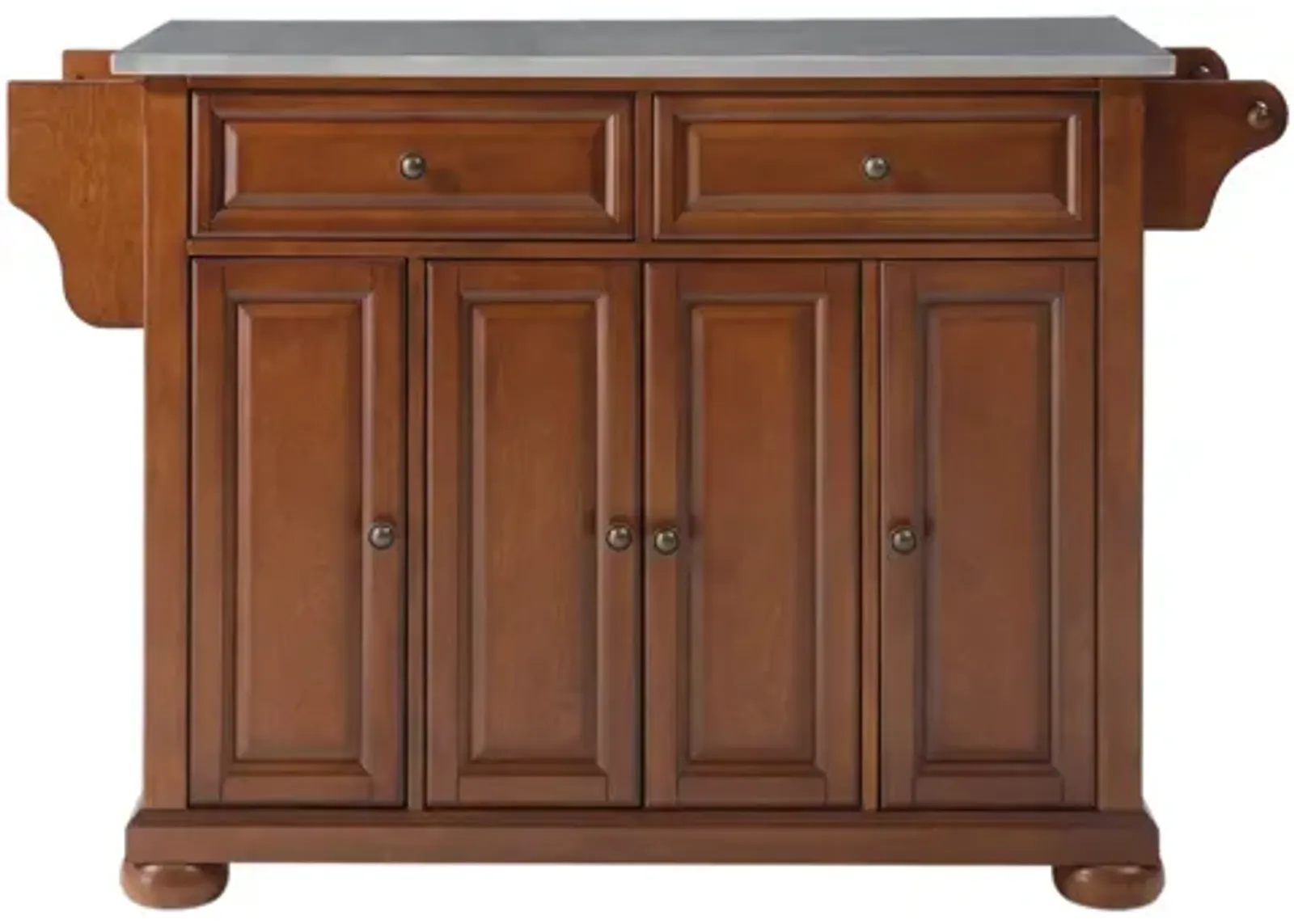 Alexandria Stainless Steel Top Kitchen Island in Classic Cherry