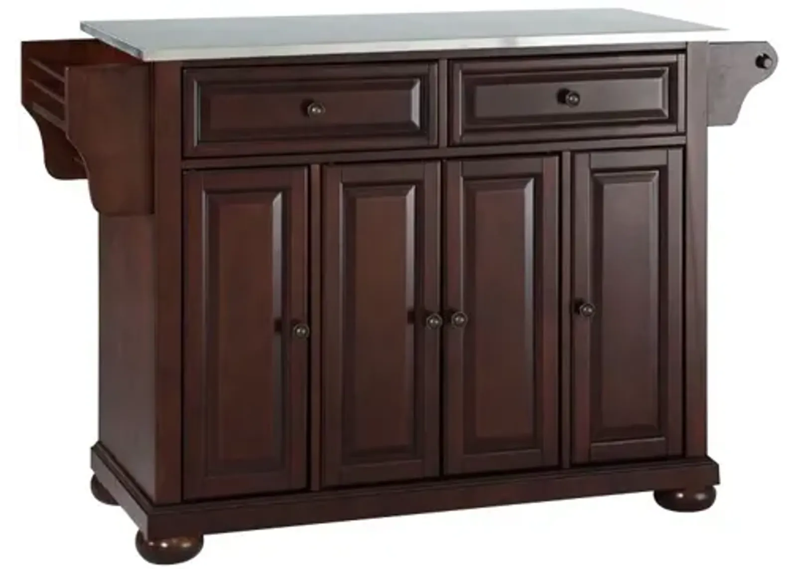 Alexandria Stainless Steel Top Kitchen Island in Vintage Mahogany