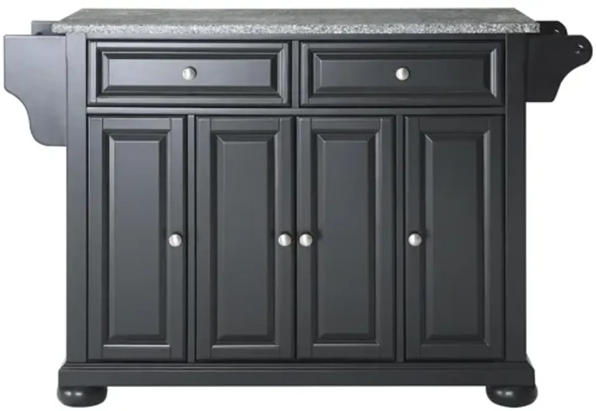 Alexandria Solid Granite Top Kitchen Island in Black