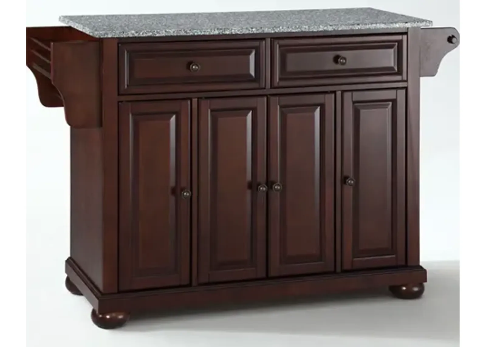 Alexandria Solid Granite Top Kitchen Island in Vintage Mahogany