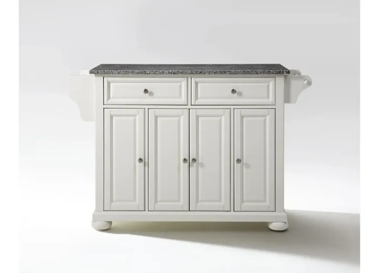 Alexandria Solid Granite Top Kitchen Island in White