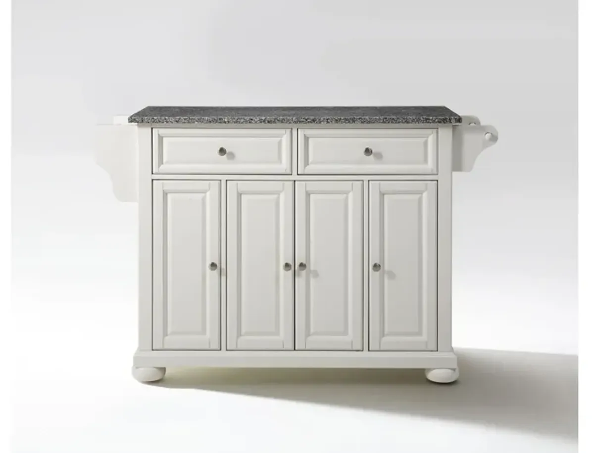 Alexandria Solid Granite Top Kitchen Island in White