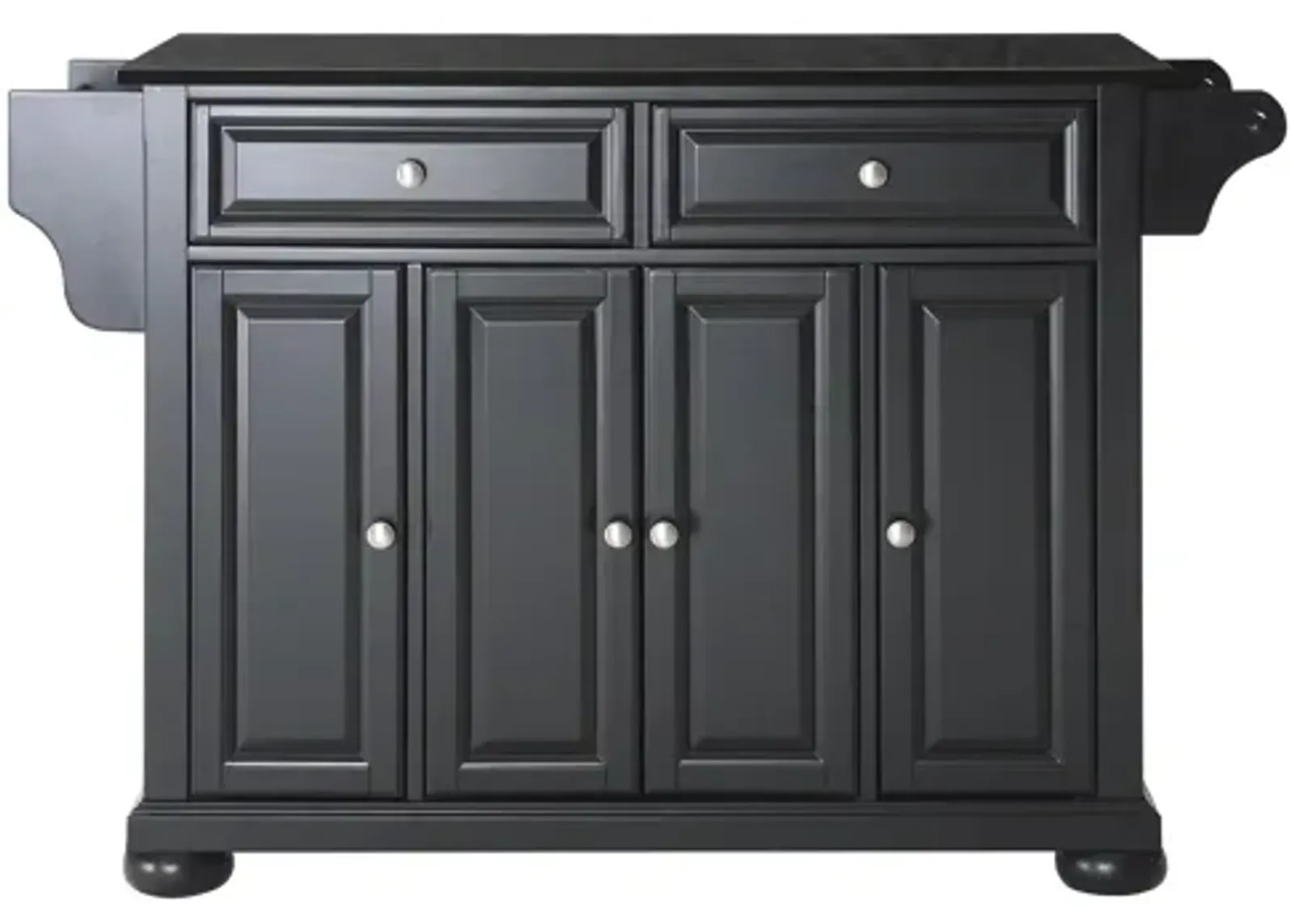 Alexandria Solid Black Granite Top Kitchen Island in Black