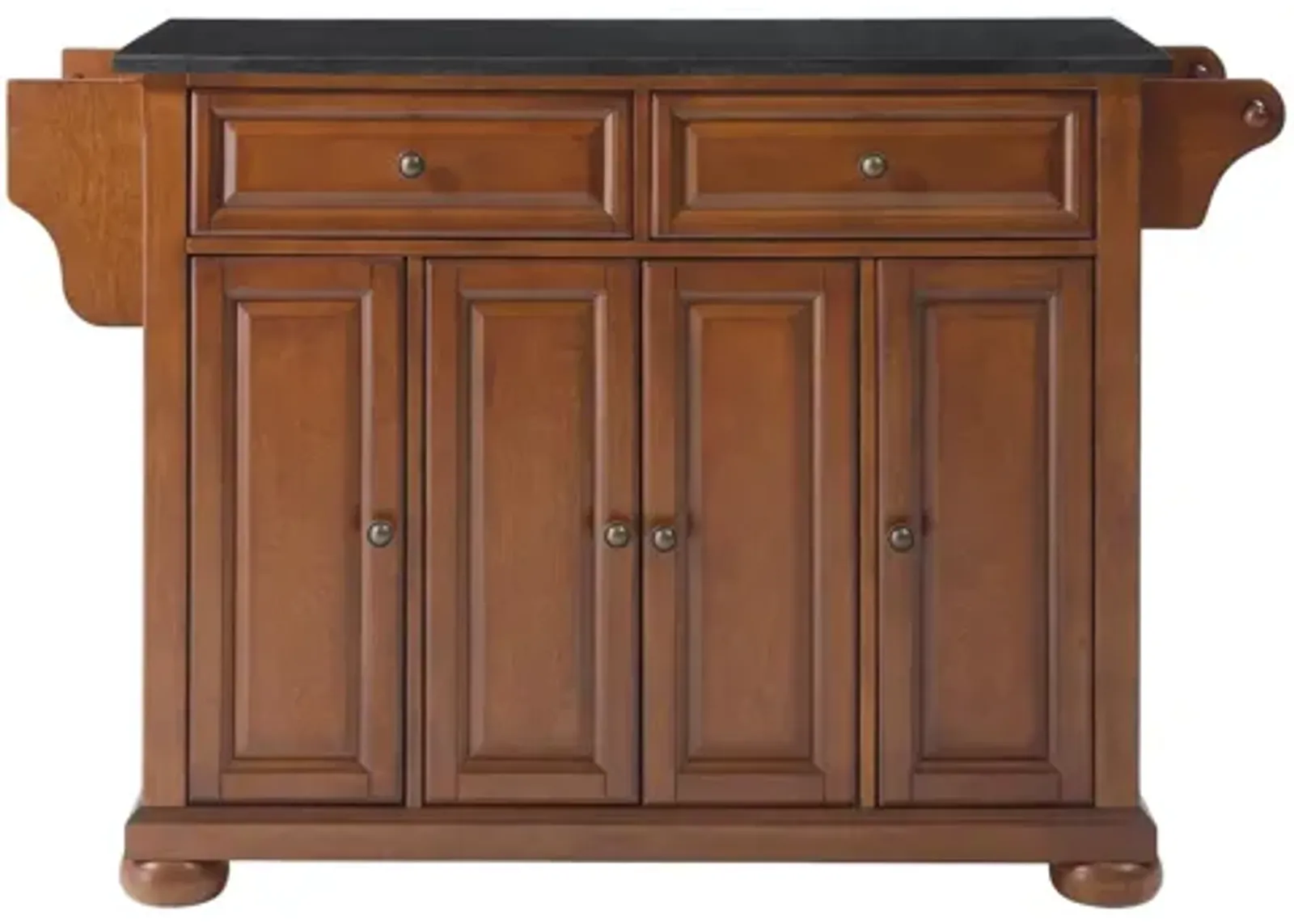 Alexandria Solid Black Granite Top Kitchen Island in Classic Cherry