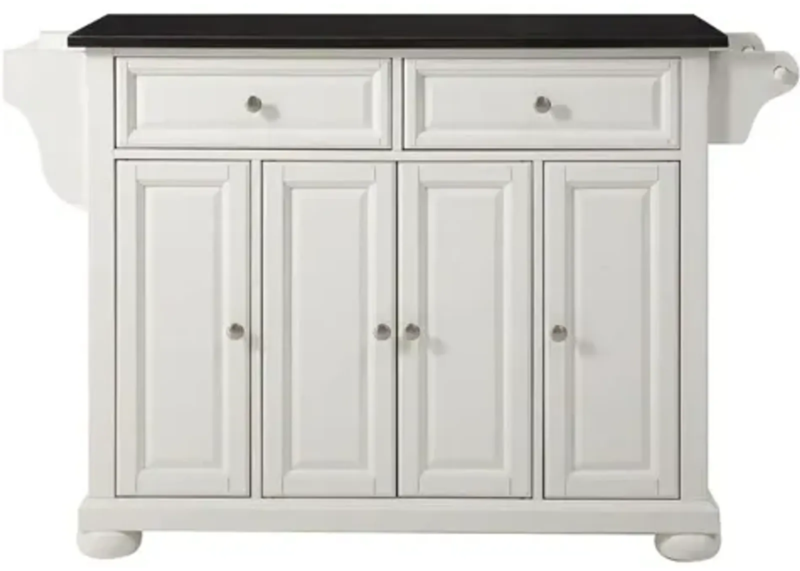 Alexandria Solid Black Granite Top Kitchen Island in White