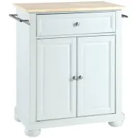 Alexandria Natural Wood Top Portable Kitchen Island in White