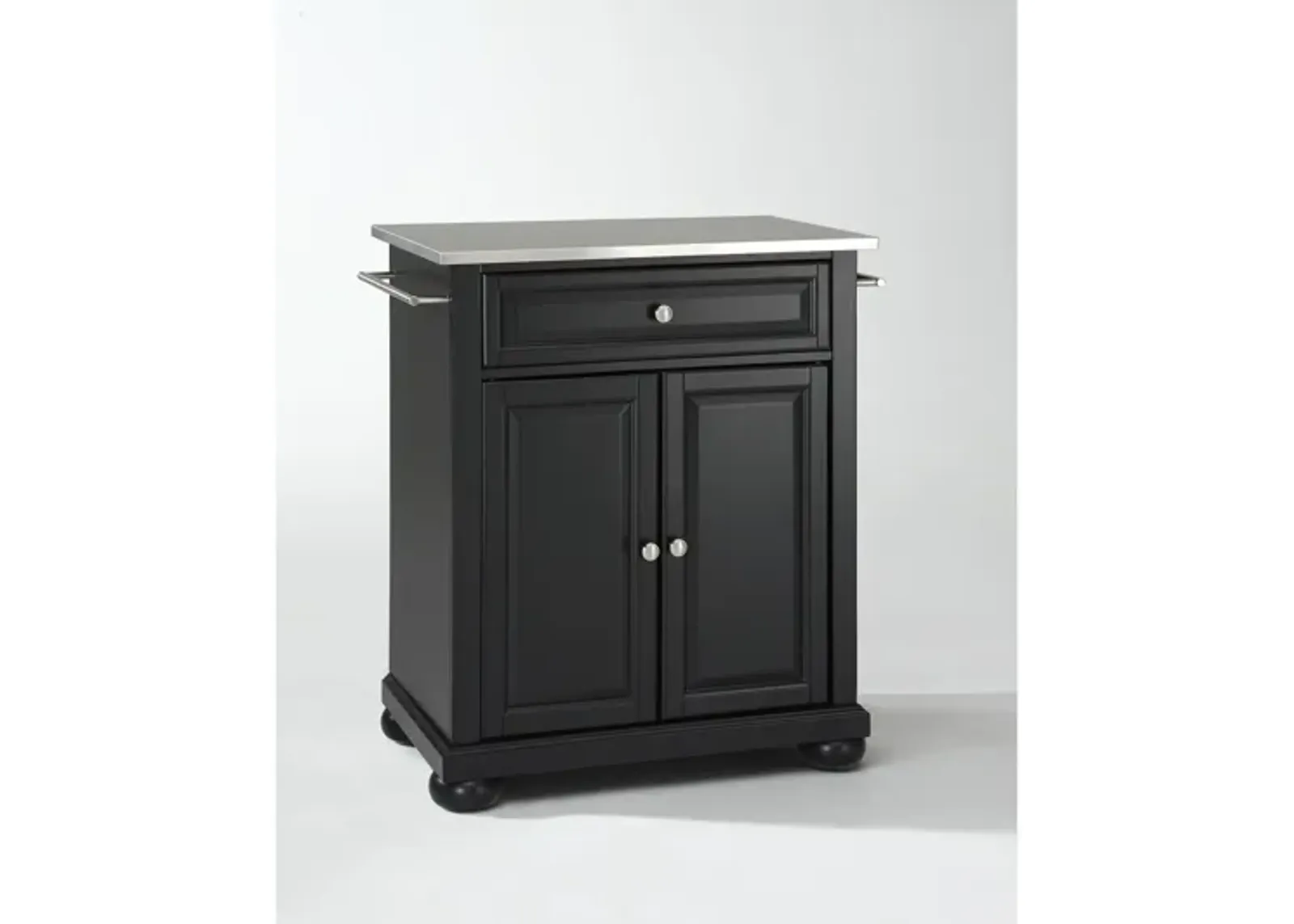 Alexandria Stainless Steel Top Portable Kitchen Island in Black