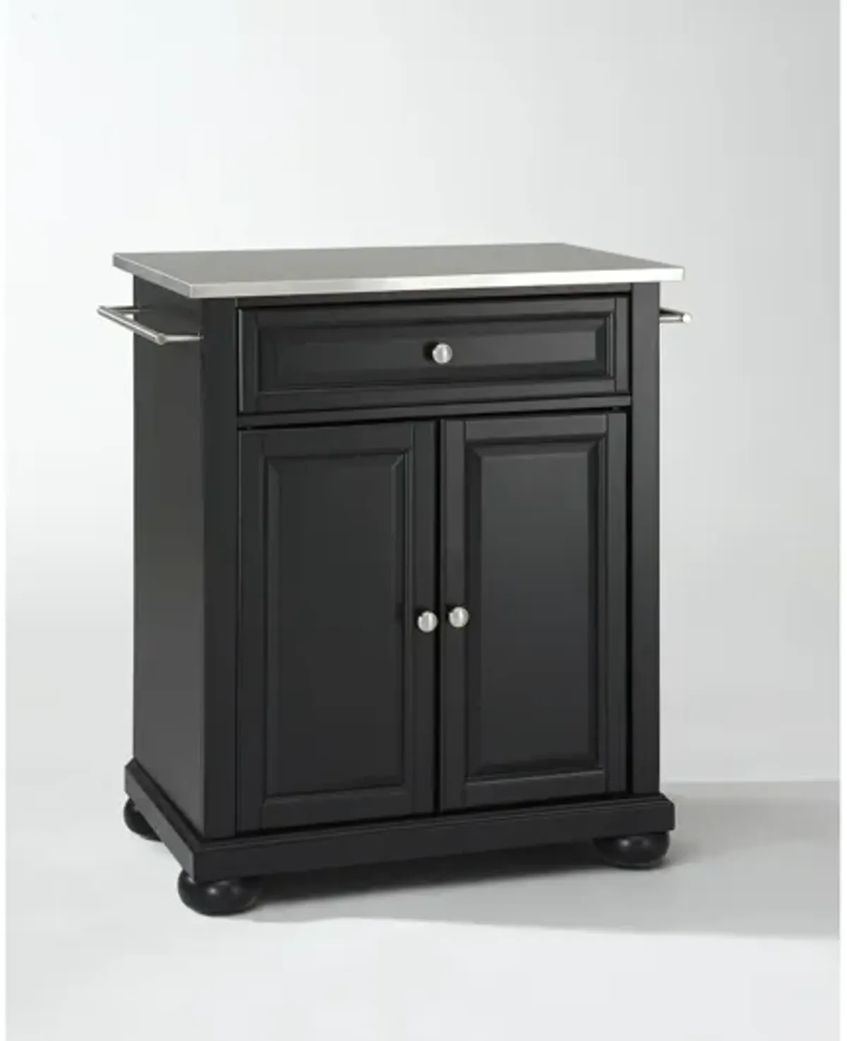 Alexandria Stainless Steel Top Portable Kitchen Island in Black