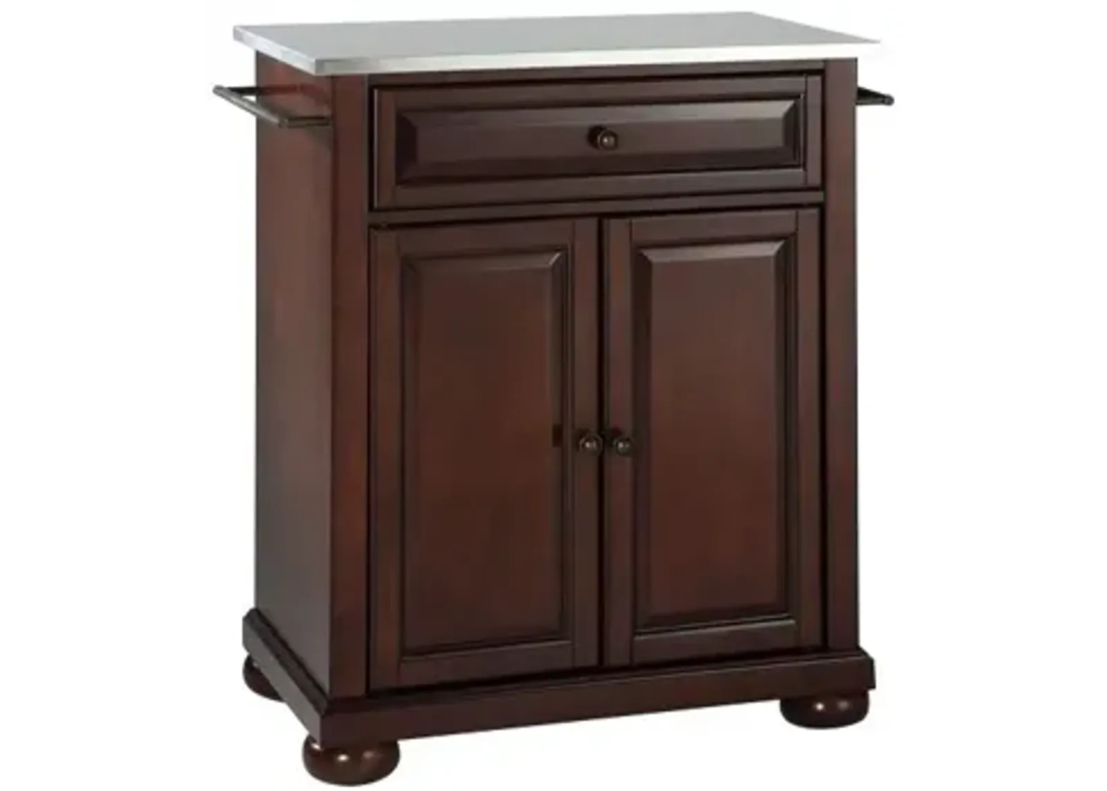 Alexandria Stainless Steel Top Portable Kitchen Island in Vintage Mahogany