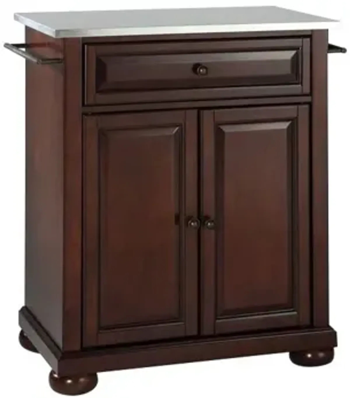 Alexandria Stainless Steel Top Portable Kitchen Island in Vintage Mahogany