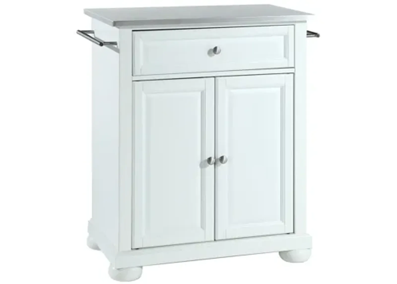 Alexandria Stainless Steel Top Portable Kitchen Island in White