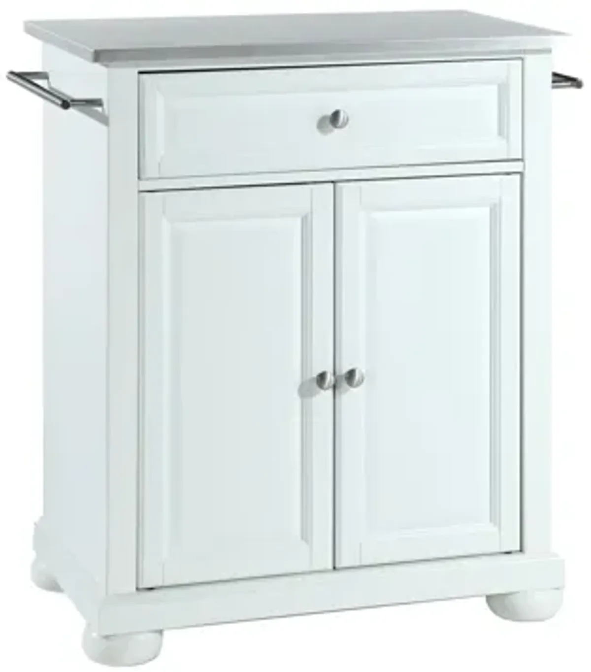 Alexandria Stainless Steel Top Portable Kitchen Island in White