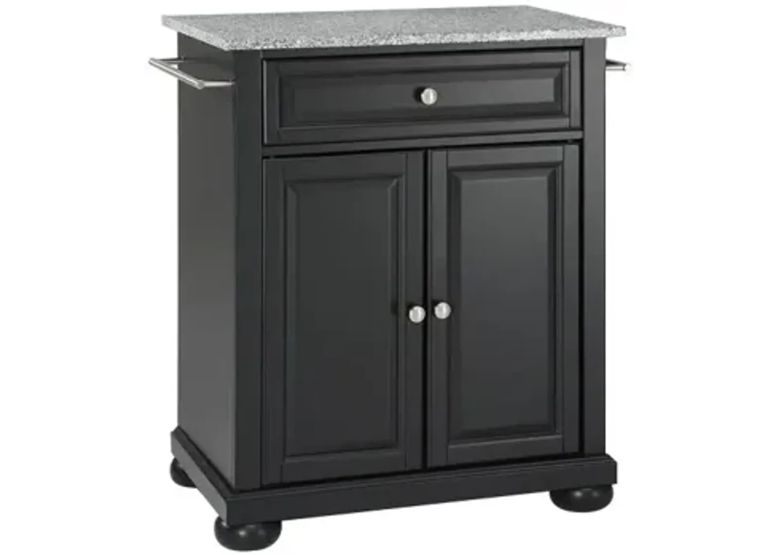 Alexandria Solid Granite Top Portable Kitchen Island in Black