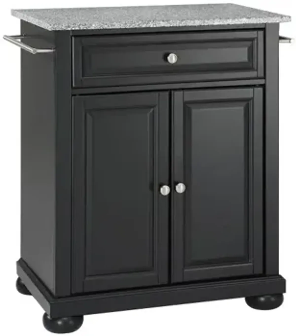 Alexandria Solid Granite Top Portable Kitchen Island in Black