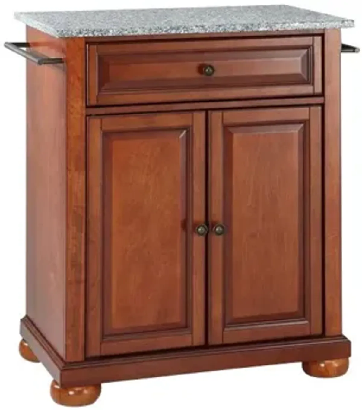 Alexandria Solid Granite Top Portable Kitchen Island in Classic Cherry