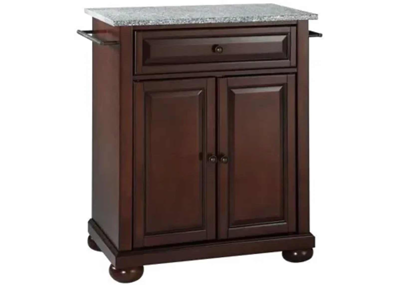 Alexandria Solid Granite Top Portable Kitchen Island in Vintage Mahogany